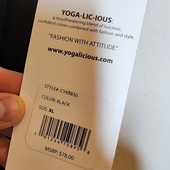 NWT Yogalicious black cropped mesh leggings. Size XL - Picture 6 of 16